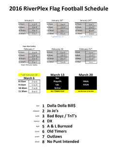 2016 RiverPlex Flag Football Schedule March 6