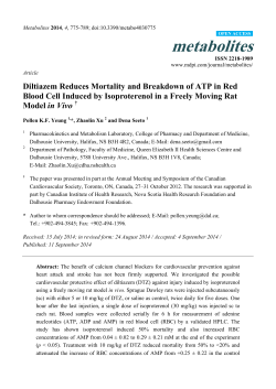Diltiazem Reduces Mortality and Breakdown of ATP in Red Blood