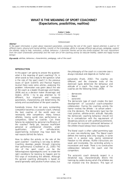 WHAT IS THE MEANING OF SPORT COACHING? (Expectations
