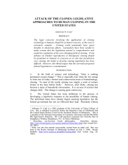 Attack of the Clones: Legislative Approaches to Human Cloning in