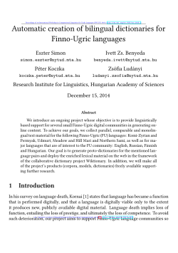 Automatic creation of bilingual dictionaries for Finno