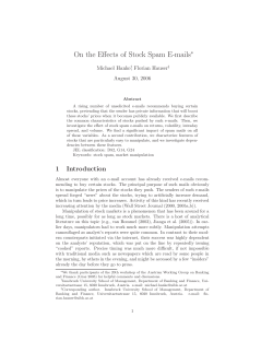 On the Effects of Stock Spam E-mails