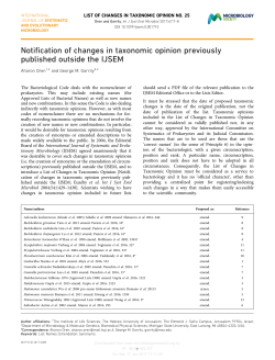 Notification of changes in taxonomic opinion previously published