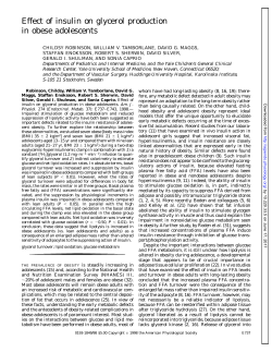 Effect of insulin on glycerol production in obese adolescents