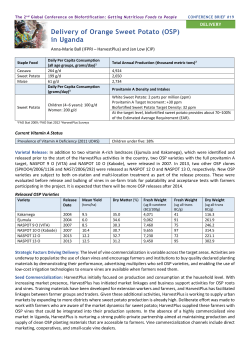 Delivery of Orange Sweet Potato - Biofortification: The Second