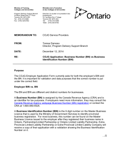 COJG Application: Business Number (BN) vs Business Identification
