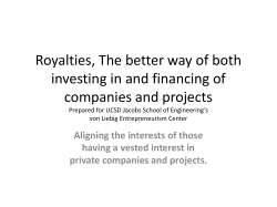 Royalties, The better way of both investing in and financing of