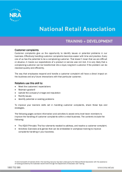 Handling Customer Complaints - National Retail Association