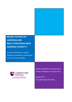 MEANS-TESTING OR UNIVERSALISM: WHAT STRATEGIES BEST