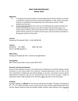 BIOC*4540, Course Outline, Winter 2016