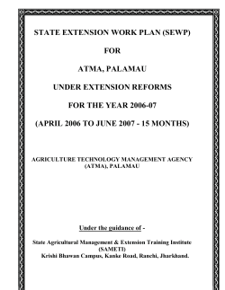 STATE EXTENSION WORK PLAN (SEWP) FOR ATMA, PALAMAU