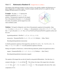 Math 1C Mathematica Handout #2 (Tangent lines to a surface.) The
