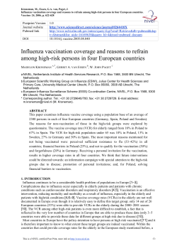 Influenza vaccination coverage and reasons to refrain among high