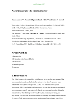 Natural capital: The limiting factor Article Outline 1. Introduction