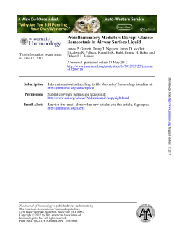 Homeostasis in Airway Surface Liquid Proinflammatory Mediators