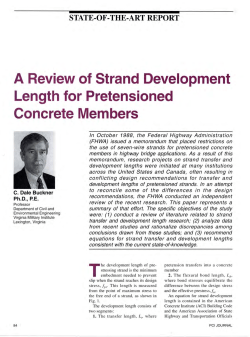 A Review of Strand Development Length for Pretensioned Concrete