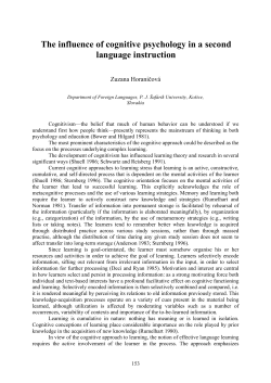 The influence of cognitive psychology in a second language