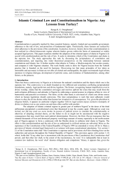 Islamic Criminal Law and Constitutionalism in Nigeria: Any Lessons