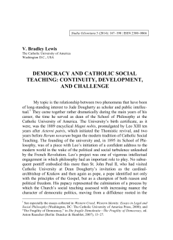 democracy and catholic social teaching: continuity, development