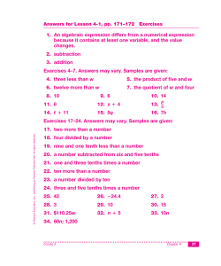 1. An algebraic expression differs from a numerical expression
