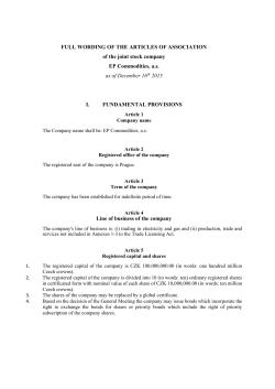 FULL WORDING OF THE ARTICLES OF ASSOCIATION of the joint
