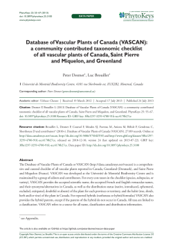 Database of Vascular Plants of Canada (VASCAN): a
