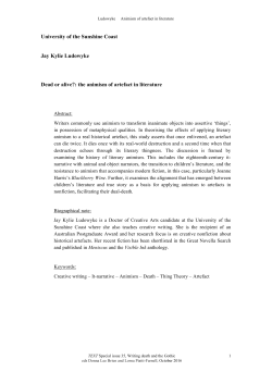 the animism of artefact in literature