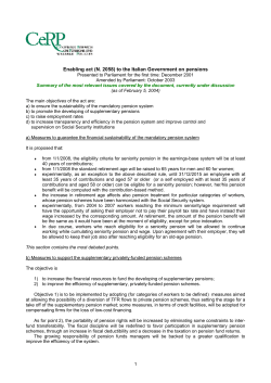 Enabling act (N. 2058) to the Italian Government on pensions