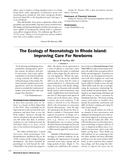 The Ecology of Neonatology In Rhode Island: Improving Care For