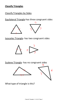Classify Triangles by Sides Equilateral Triangle