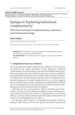 Epilogue to `Explaining institutional complementarity`