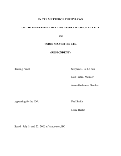 Union Securities Reasons for Decision