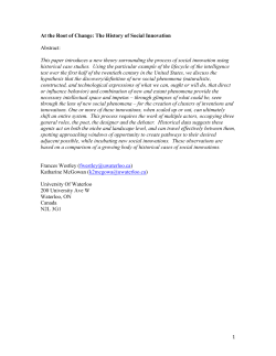 1 At the Root of Change: The History of Social Innovation Abstract
