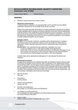 baccalaureus technologiae: quantity surveying