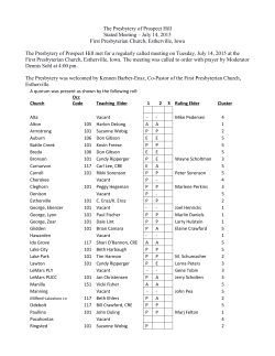 July 14 2015 - Prospect Hill Presbytery