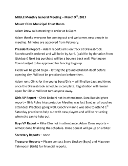 MOJLC Monthly General Meeting &ndash; March 9 , 2017 Mount Olive