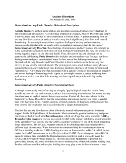 Anxiety Disorders and Behavioral Descriptions