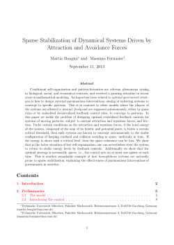 Sparse Stabilization of Dynamical Systems Driven by Attraction and