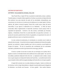 HISTORIA DE PUERTO RICO LECTURA 6&ndash; Una sociedad de