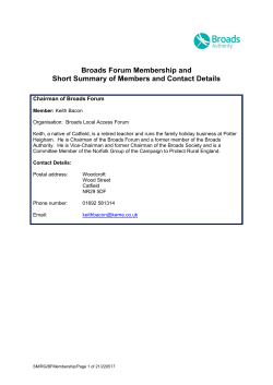 Broads Forum Membership and Short Summary
