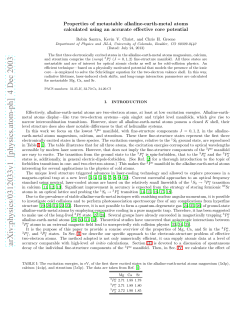 Properties of metastable alkaline-earth