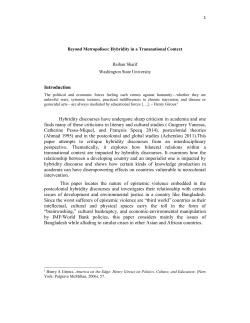 Introduction Hybridity discourses have undergone sharp criticism in