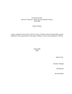 Contested Victims: Jehovah`s Witnesses and the Russian Orthodox