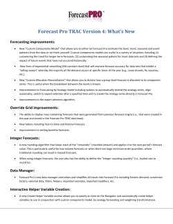 Forecast Pro TRAC Version 4: What`s New