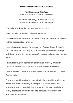 SCU Graduation Occasional Address The Honourable Don Page