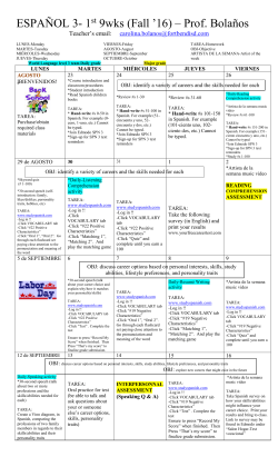 SPANISH 3- 1ST 9WKS lesson plan overview