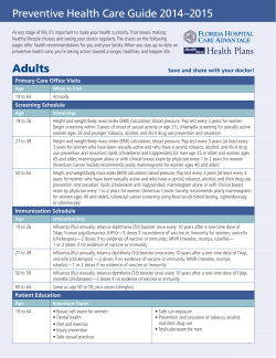 Preventive Care Guidelines - Florida Hospital Care Advantage
