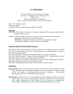 CV &ndash;Hagai Raanan Institute of Marine and