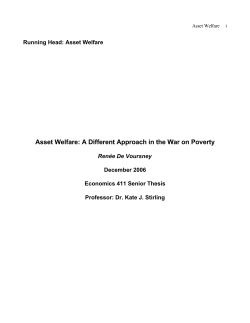 Asset Welfare: A Different Approach in the War on Poverty