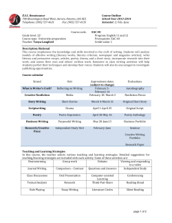 &Eacute;.S.C. Renaissance Course Outline 700 Bloomington Road West